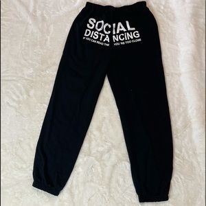 SHEIN black jogger with white letters Sz S ⭐️